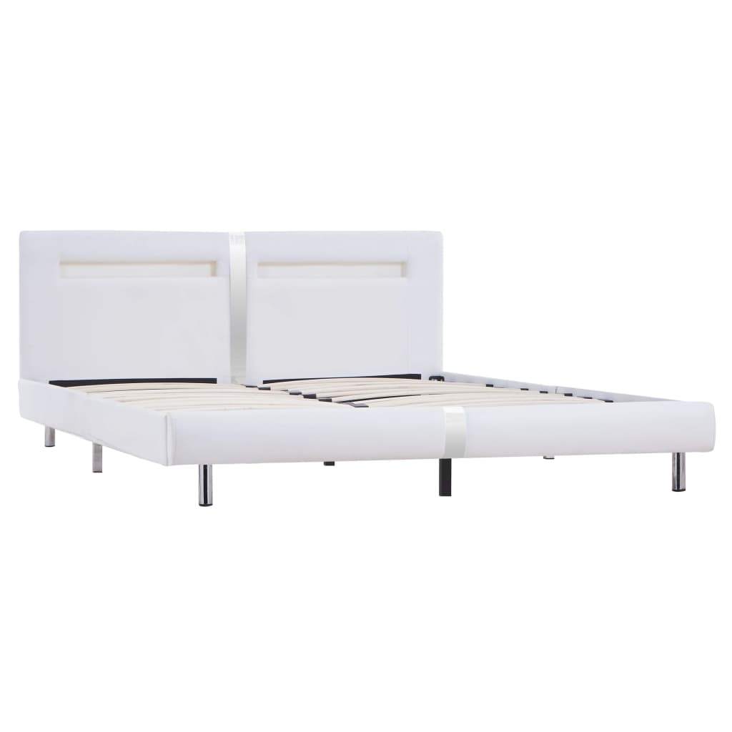 Okvir za krevet od umjetne kože LED bijeli 180 x 200 cm