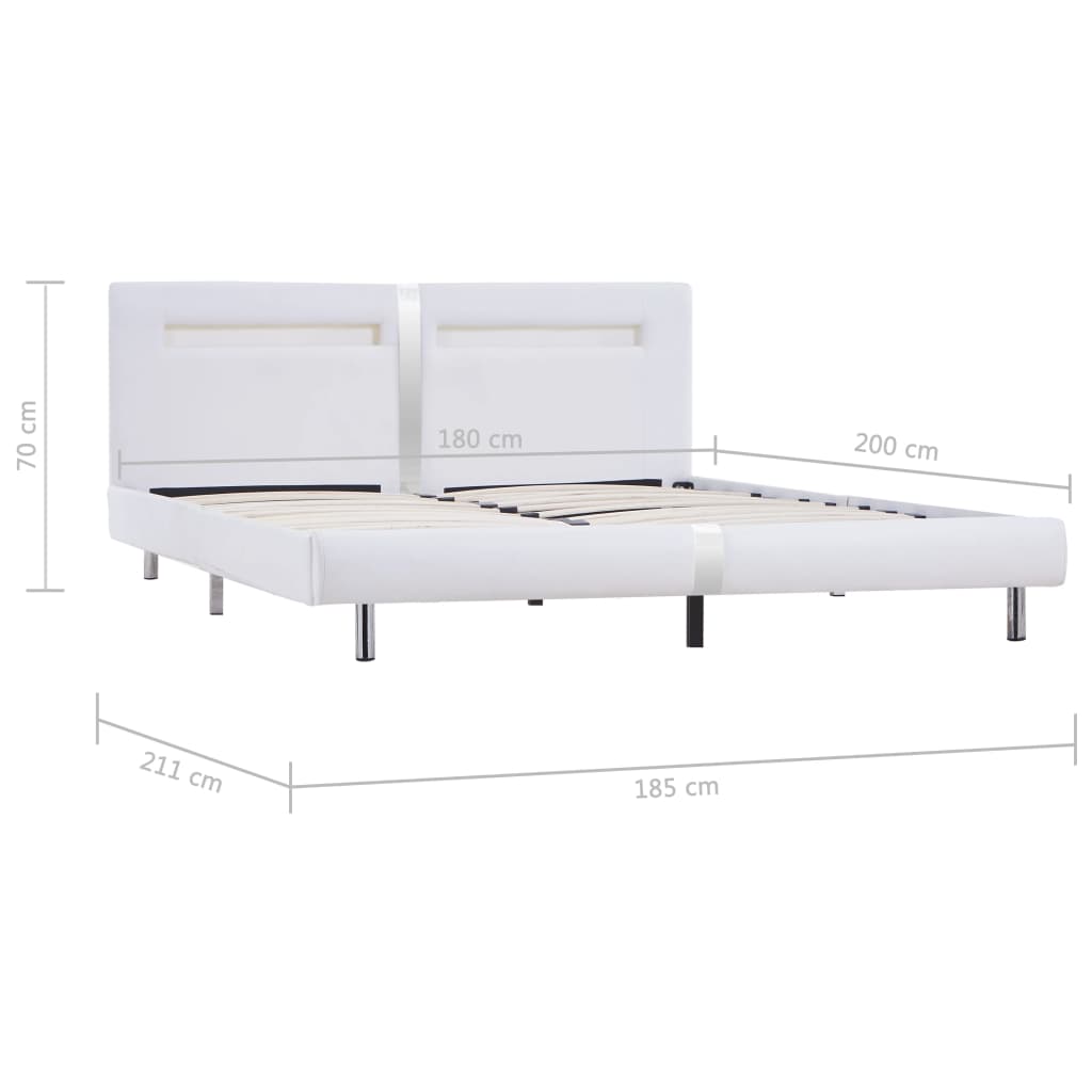 Okvir za krevet od umjetne kože LED bijeli 180 x 200 cm
