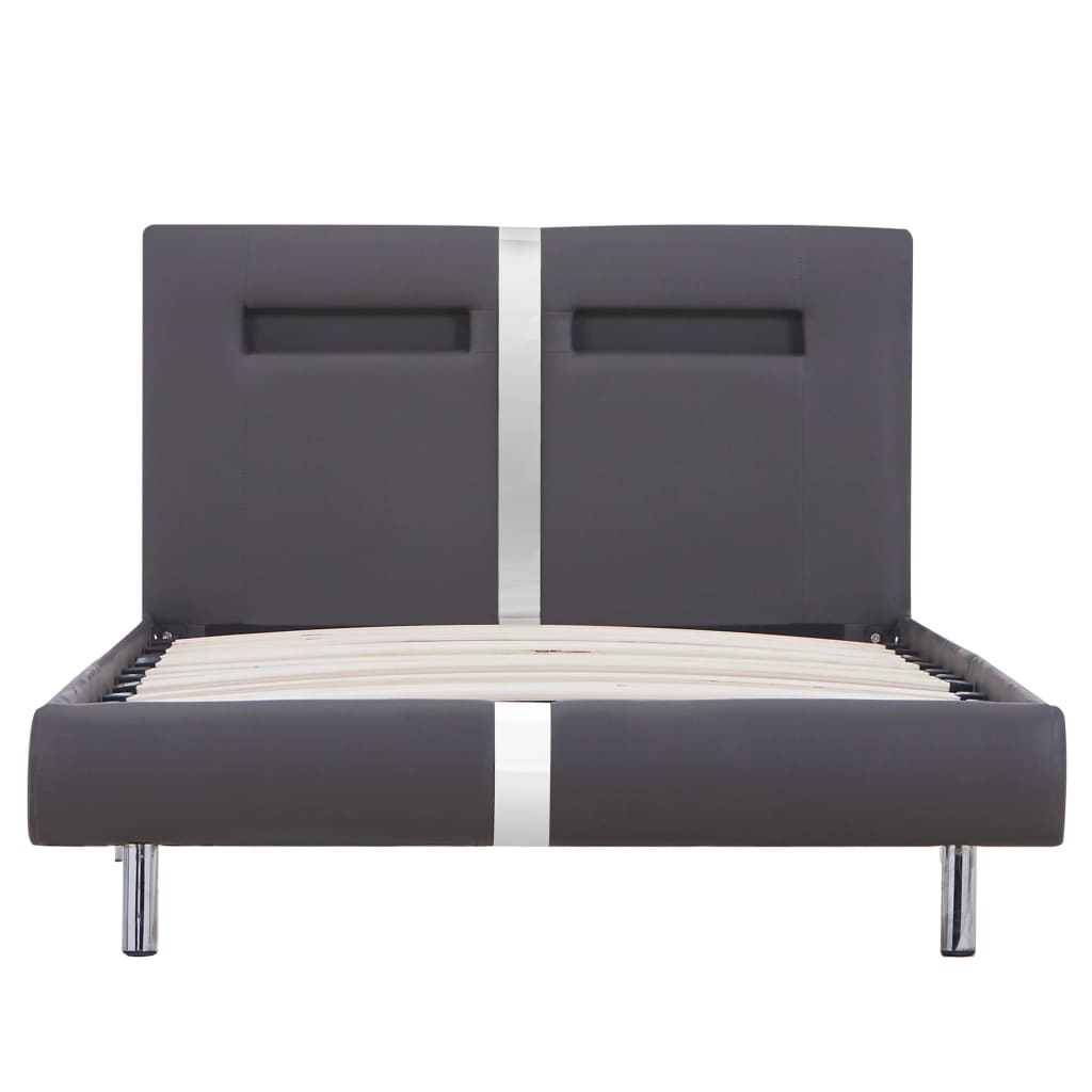 Okvir za krevet od umjetne kože s LED svjetlom sivi 90 x 200 cm