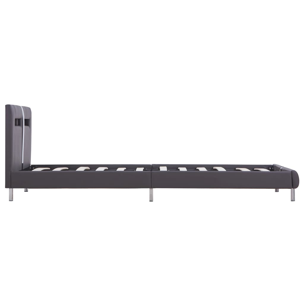 Okvir za krevet od umjetne kože s LED svjetlom sivi 90 x 200 cm
