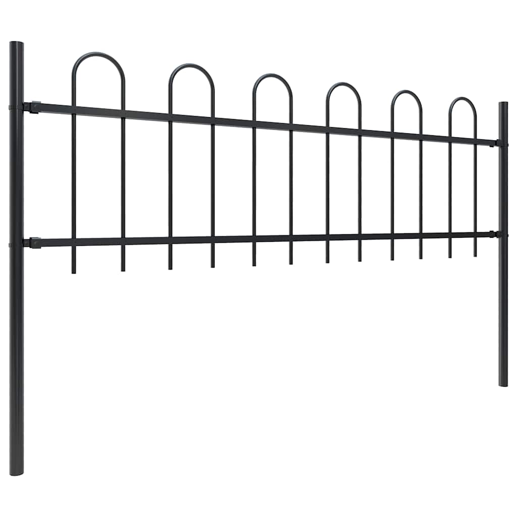 Vrtna ograda BOXTEL s obručem na vrhu čelik 181x60 cm crna