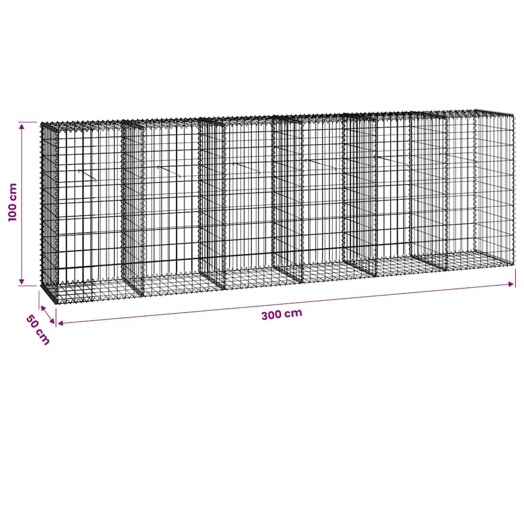 Gabionski zid s poklopcima od pocinčanog čelika 300 x 50 x 100 cm