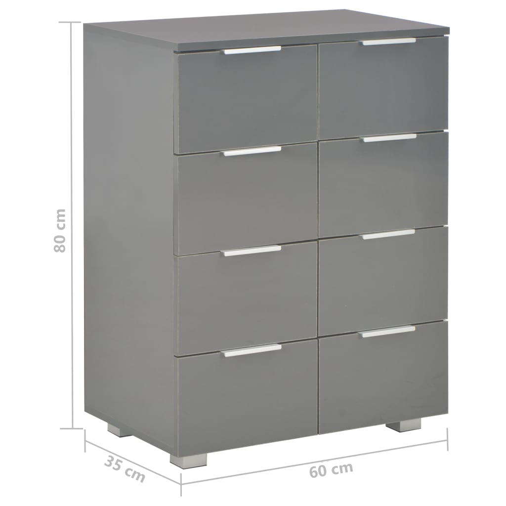 Komoda visoki sjaj siva 60 x 35 x 80 cm od konstruiranog drva