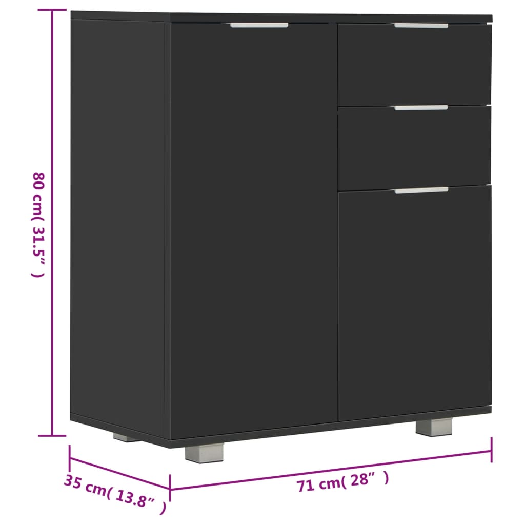 Komoda visoki sjaj crna 71x35x80 cm od konstruiranog drva