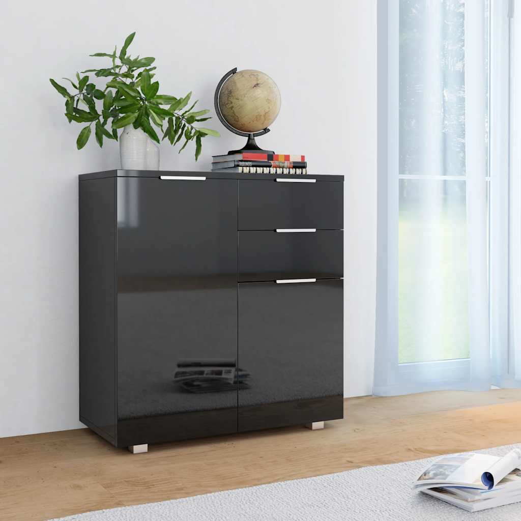 Komoda visoki sjaj crna 71x35x80 cm od konstruiranog drva