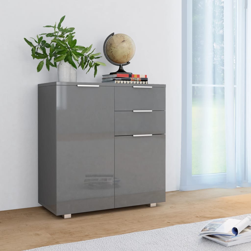 Komoda visoki sjaj siva 71x35x80 cm od konstruiranog drva