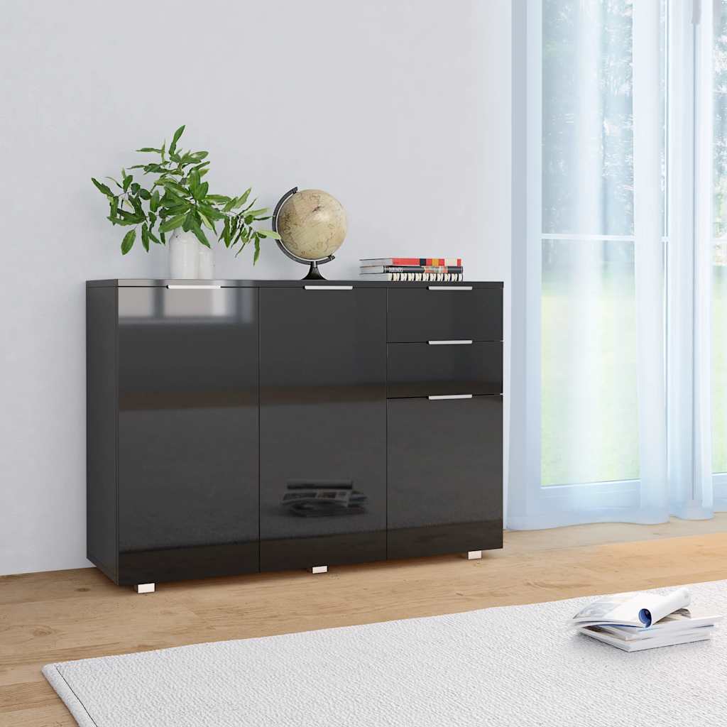 Komoda visoki sjaj crna 107x35x80,5 cm