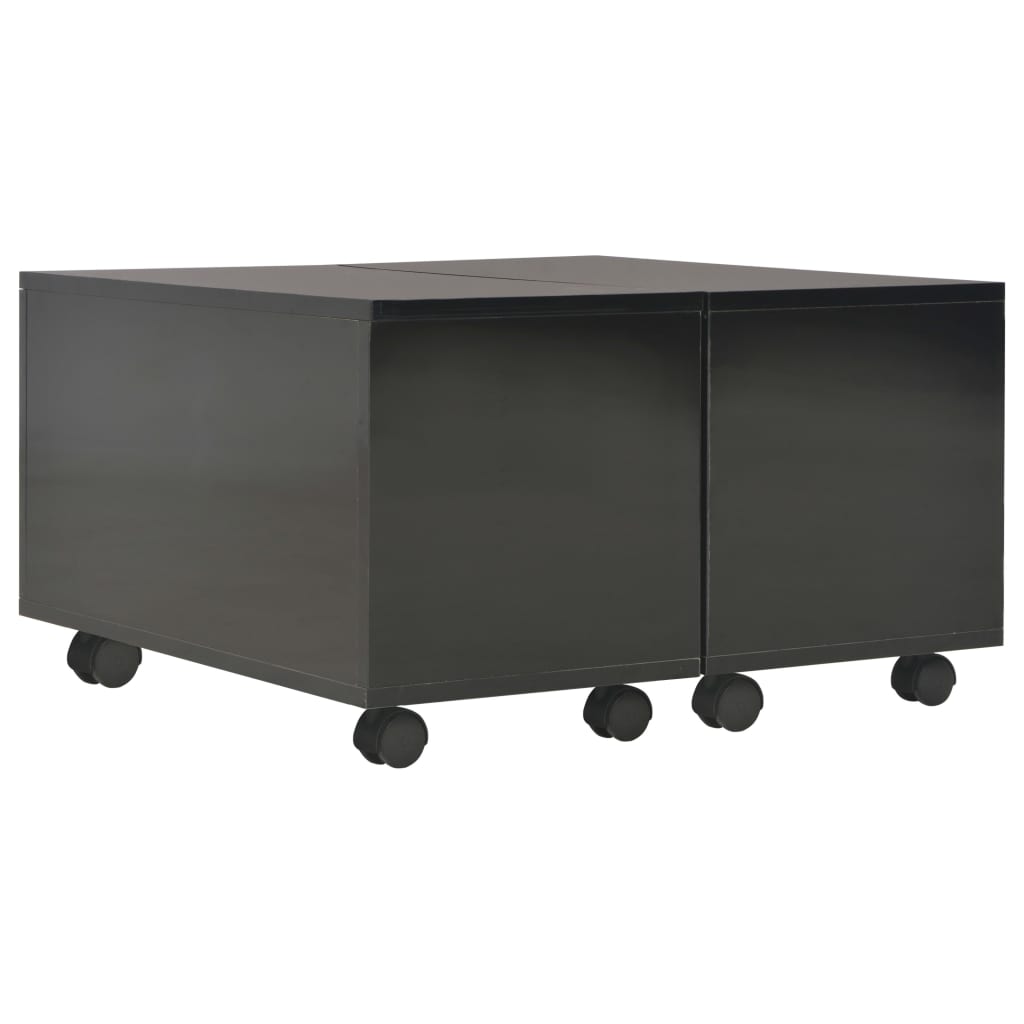 Stolić za kavu visoki sjaj crni 60x60x35 cm konstruirano drvo