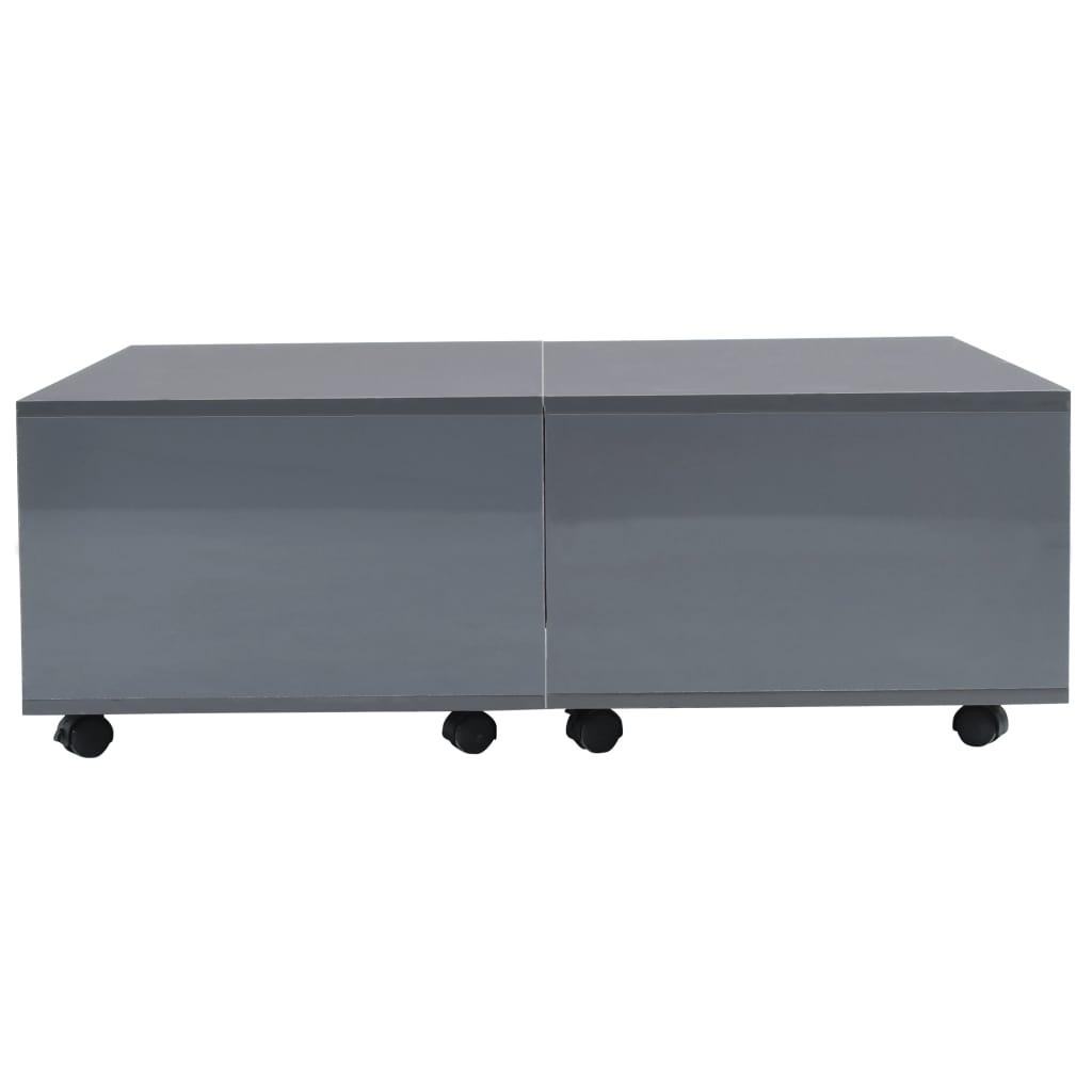 Stolić za kavu visoki sjaj sivi 100 x 100 x 35 cm