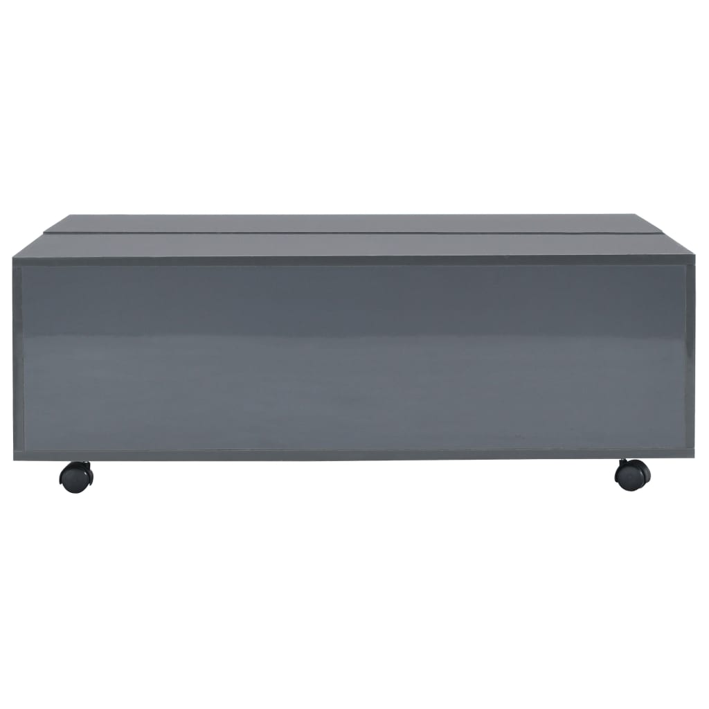 Stolić za kavu visoki sjaj sivi 100 x 100 x 35 cm