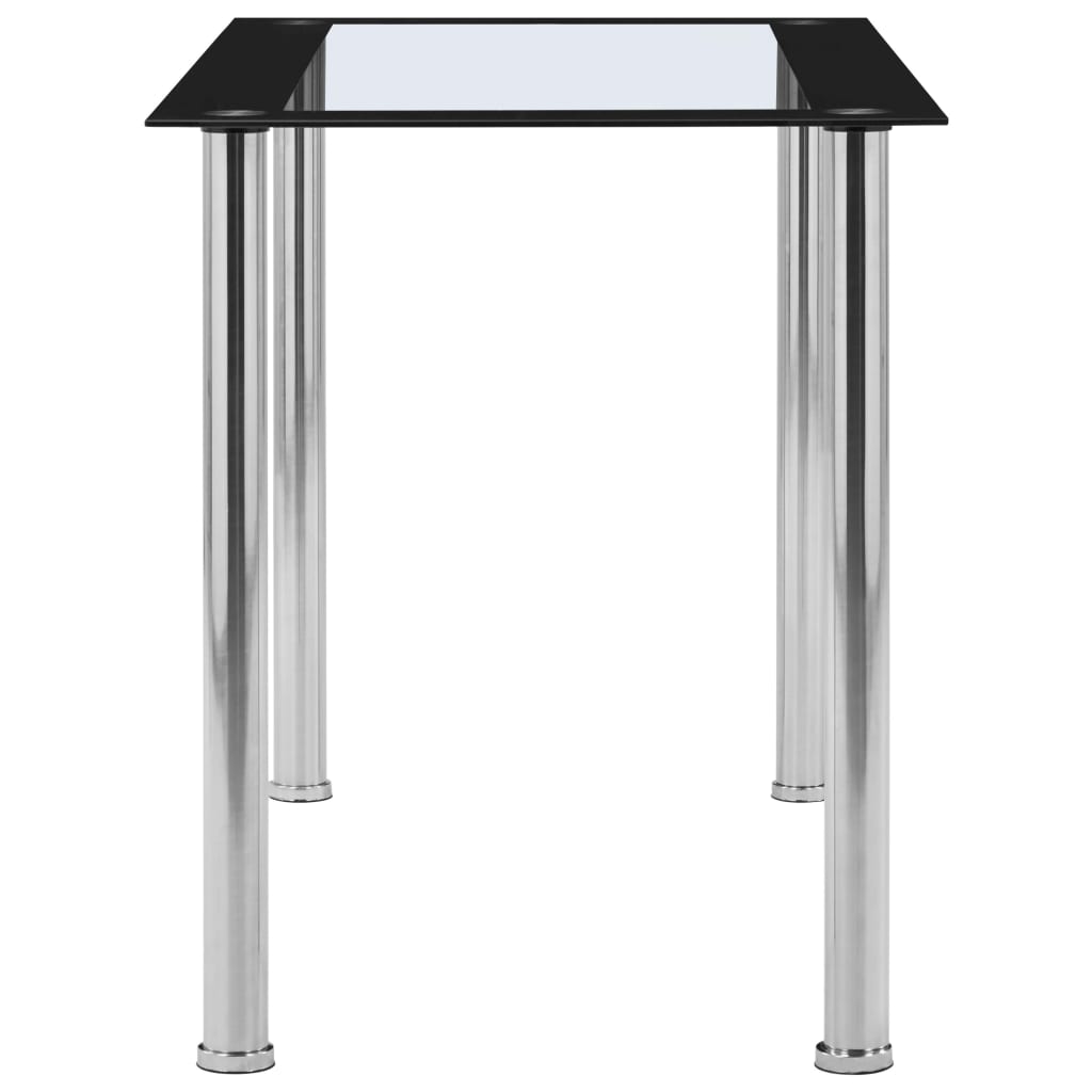 Blagovaonski stol crni i prozirni 120x60x75 cm kaljeno staklo