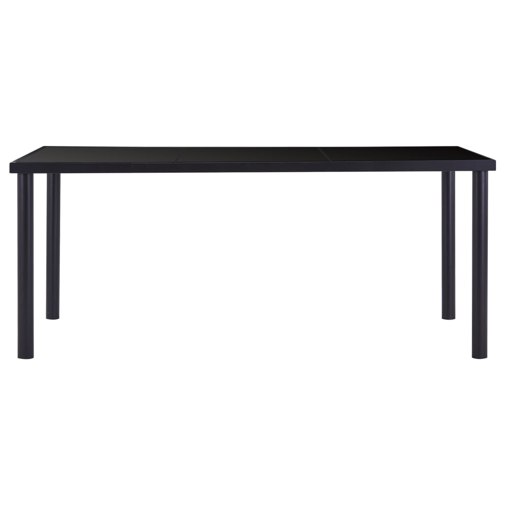 Blagovaonski stol crni 180 x 90 x 75 cm od kaljenog stakla