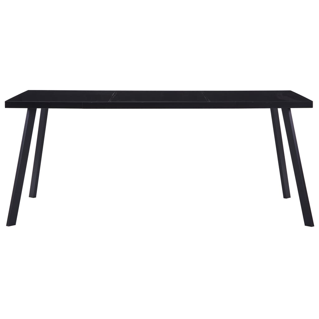 Blagovaonski stol crni 160 x 80 x 75 cm od kaljenog stakla