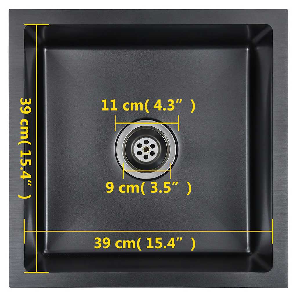 Ručno rađeni kuhinjski sudoper od nehrđajućeg čelika crni