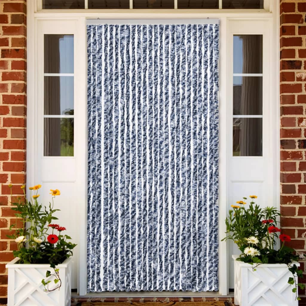 Zastor protiv insekata plavo-bijelo-srebrni 100 x 220 cm šenil
