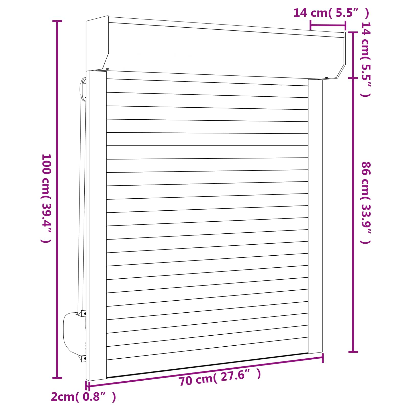 Roletna Bijeli 70 x 100 cm Aluminij i poliuretan