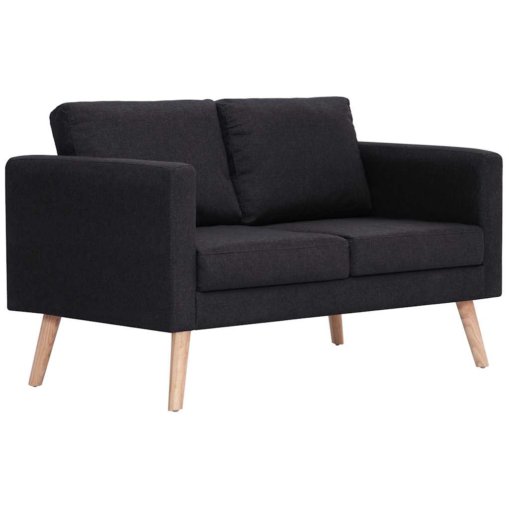 2-dijelni set sofa od tkanine crni