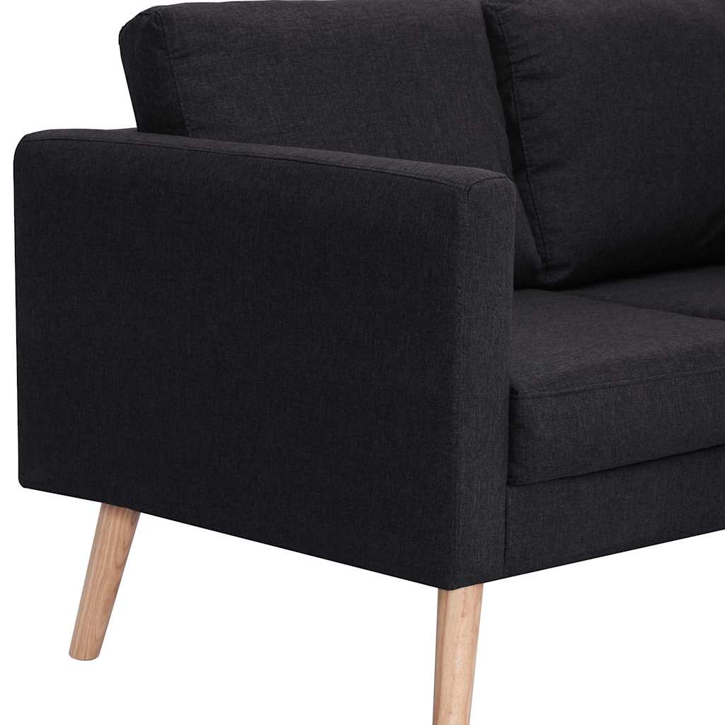 2-dijelni set sofa od tkanine crni