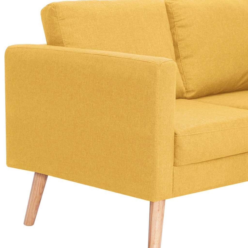 2-dijelni set sofa od tkanine žuti