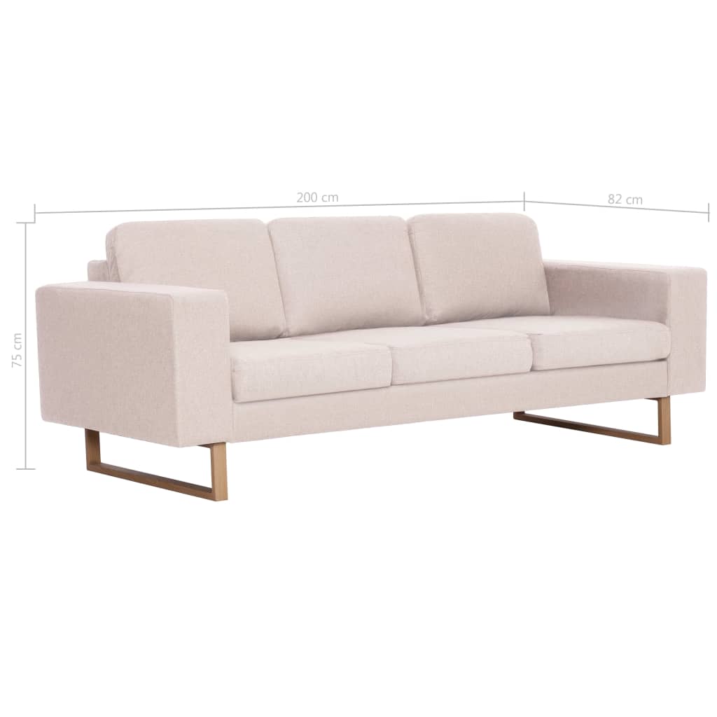 2-dijelni set sofa od tkanine krem