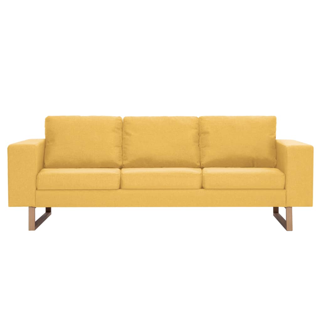 2-dijelni set sofa od tkanine žuti