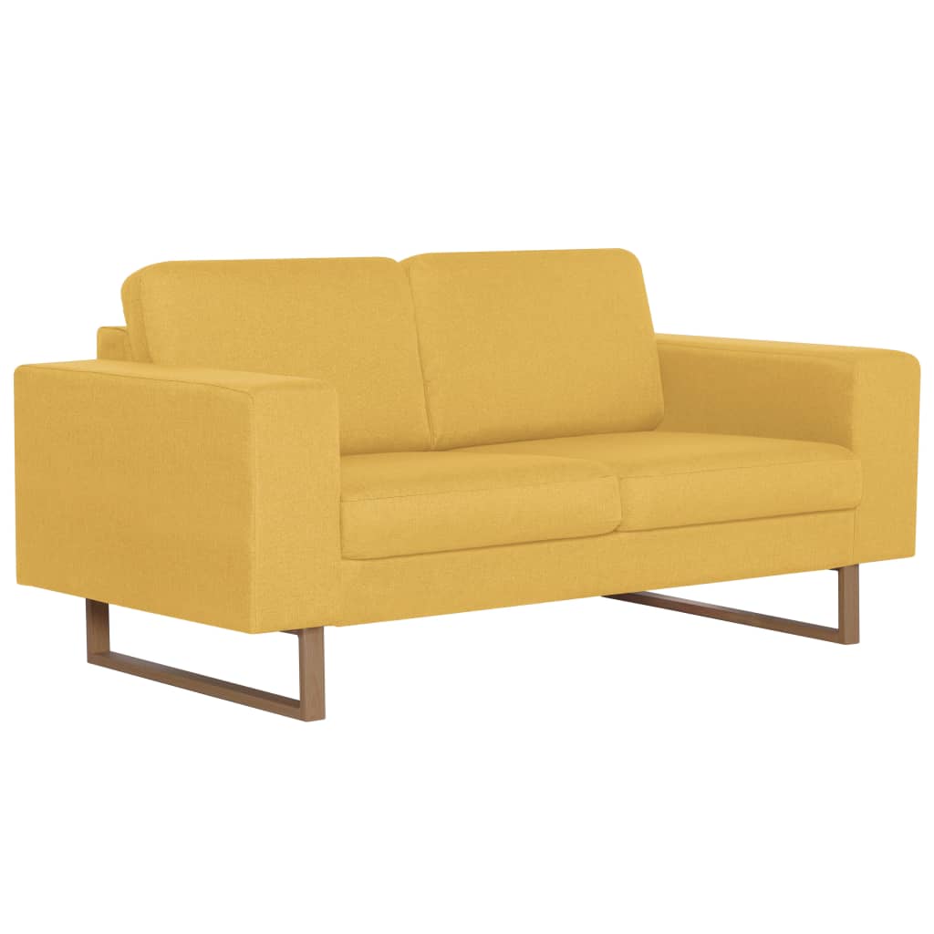 2-dijelni set sofa od tkanine žuti
