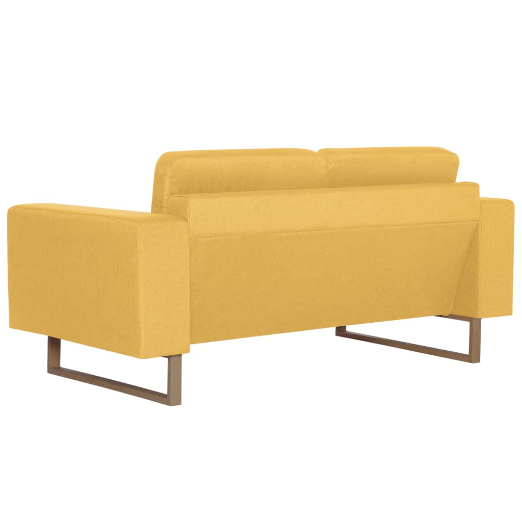 2-dijelni set sofa od tkanine žuti