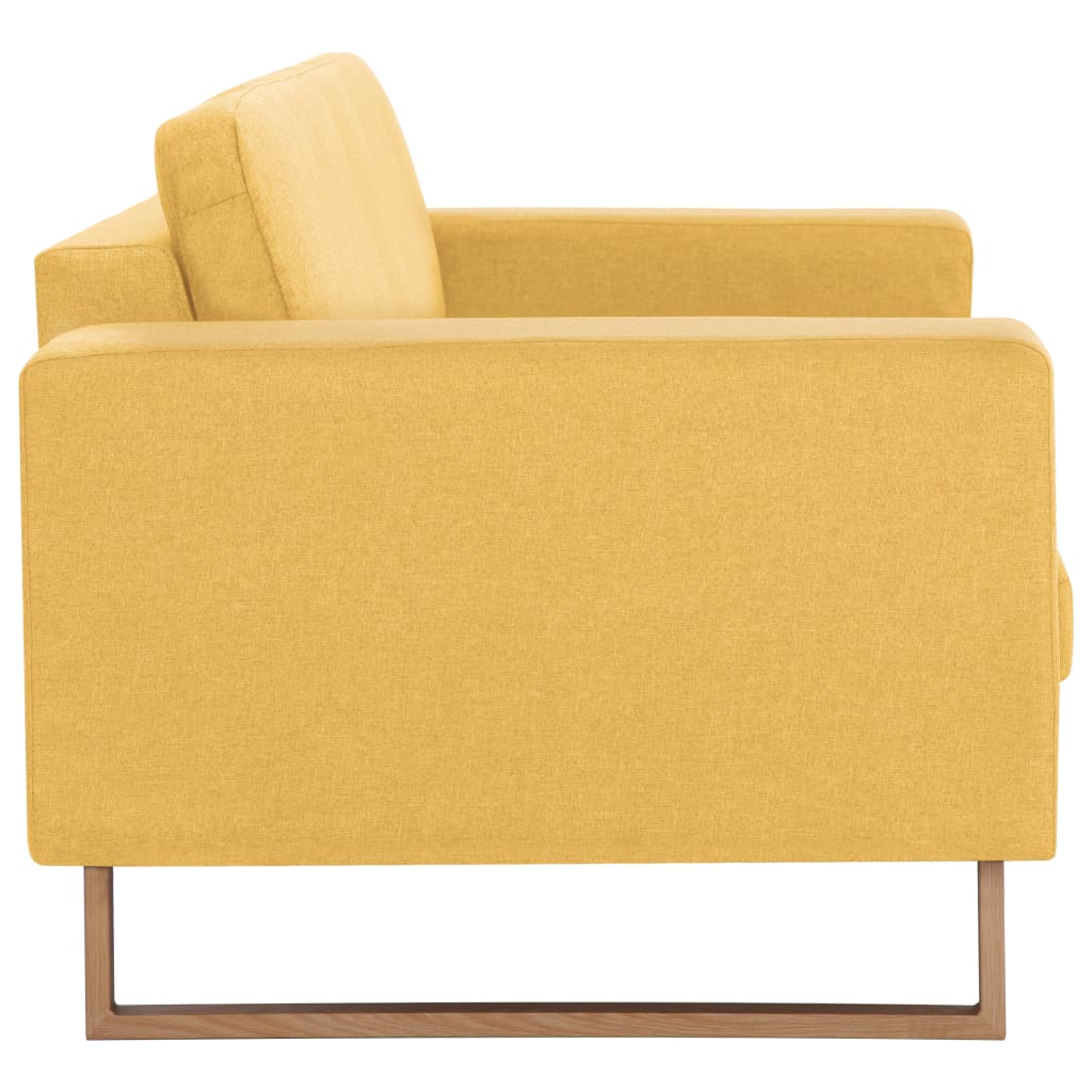 2-dijelni set sofa od tkanine žuti