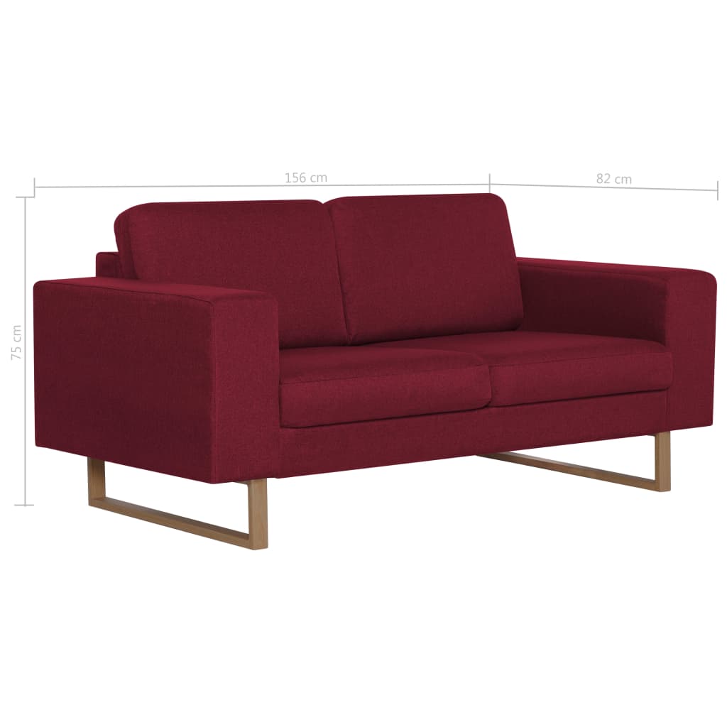 2-dijelni set sofa od tkanine crvena boja vina