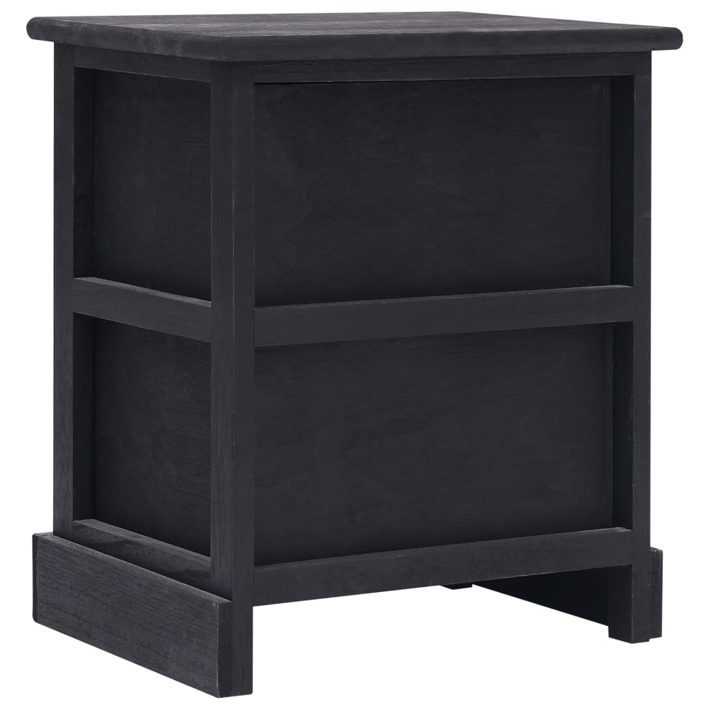 Noćni ormarići 2 kom crni 38 x 28 x 45 cm od drva paulovnije