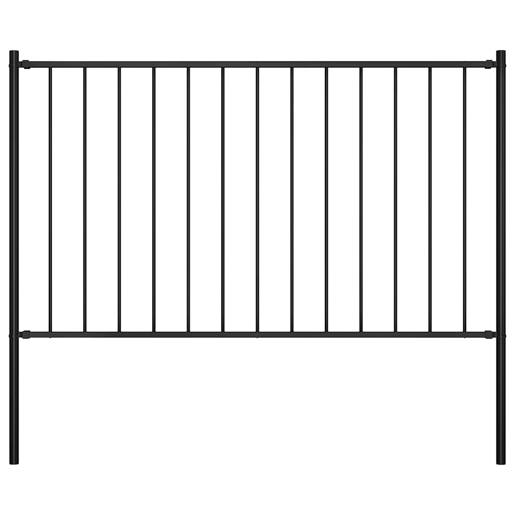 Ogradni panel Woerden sa stupovima čelik 1,7x1,25 m Crni