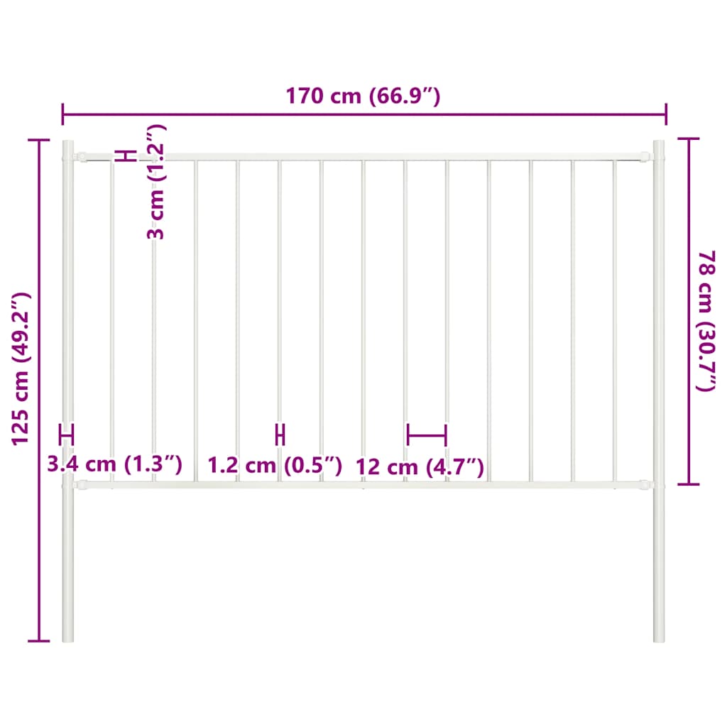 Ogradni panel Woerden sa stupovima čelik 1,7x0,75 m bijeli