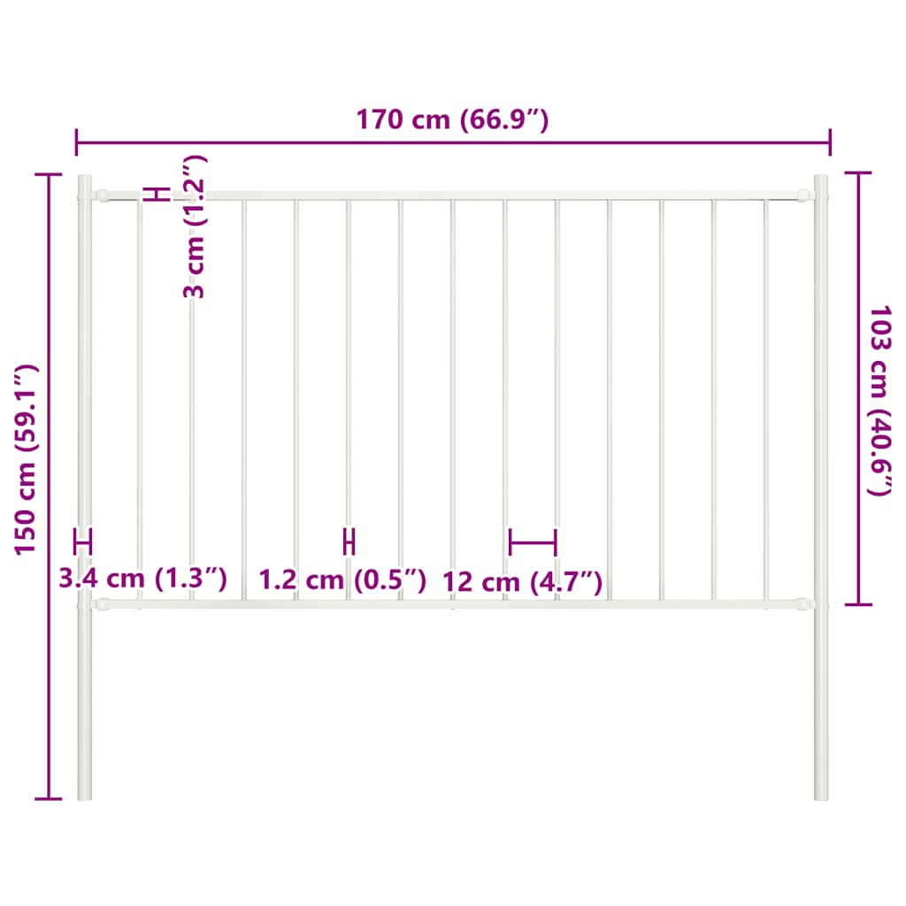 Ogradni panel Woerden sa stupovima čelik 1,7x1 m bijeli