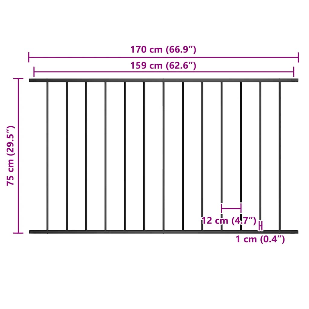 Ogradni panel Woerden čelik s praškastim premazom 1,7x0,75 m crna