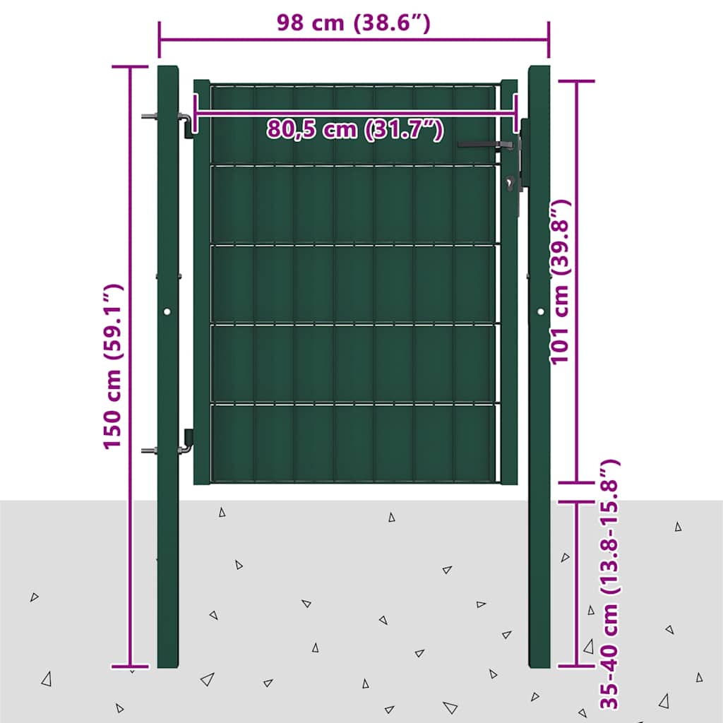 Vrata za ogradu PVC i čelik 100x100 cm Zelena