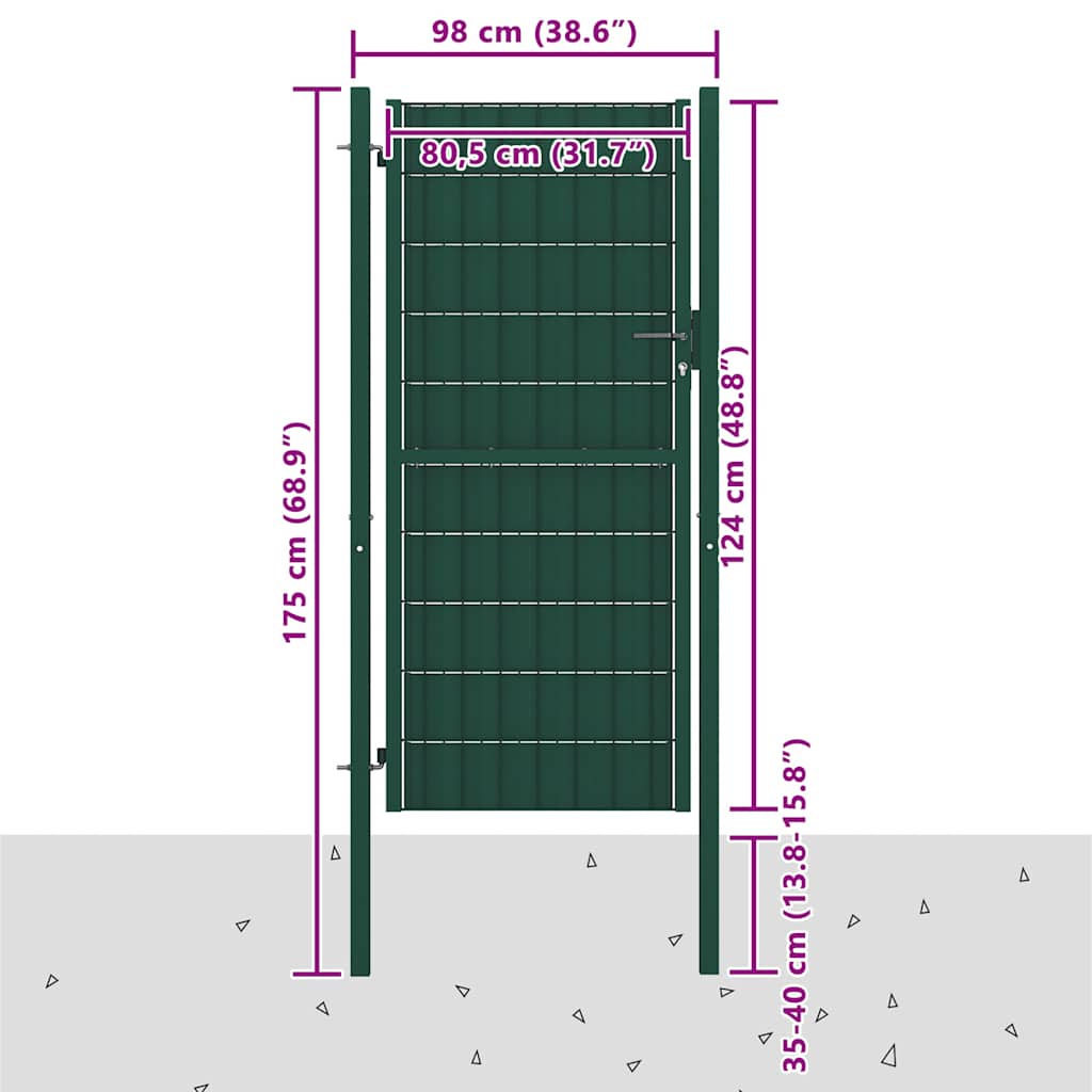 Vrata za ogradu PVC i čelik 100x124 cm Zelena