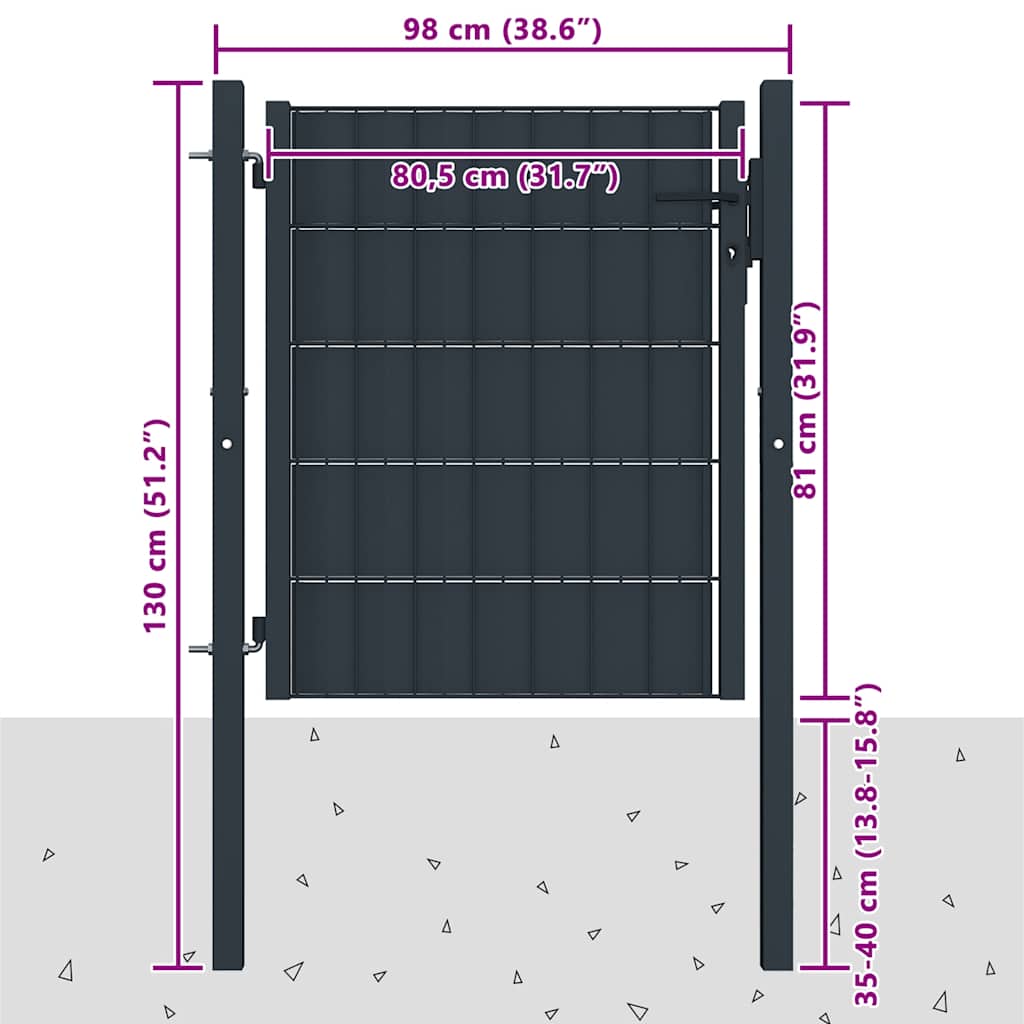 Vrata za ogradu PVC i čelik 100x81 cm antracit boje
