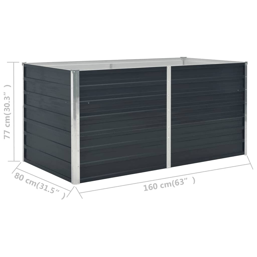 Povišena vrtna gredica antracit 160x80x77 cm pocinčani čelik