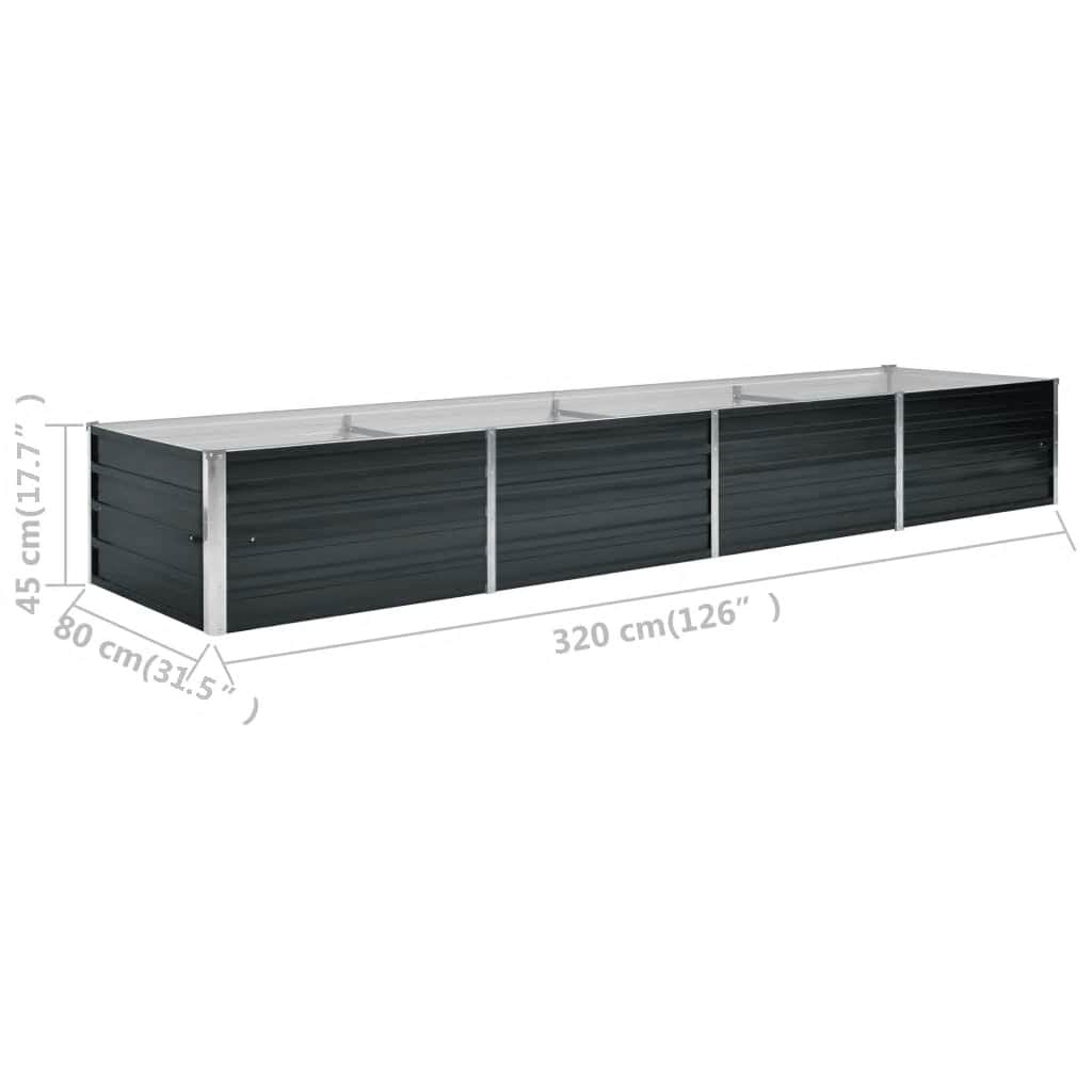 Povišena vrtna gredica antracit 320x80x45 cm pocinčani čelik