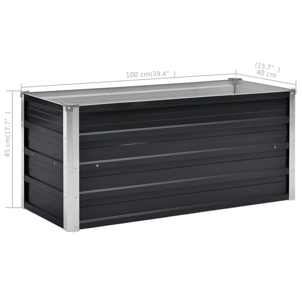 Povišena vrtna gredica antracit 100x40x45 cm pocinčani čelik