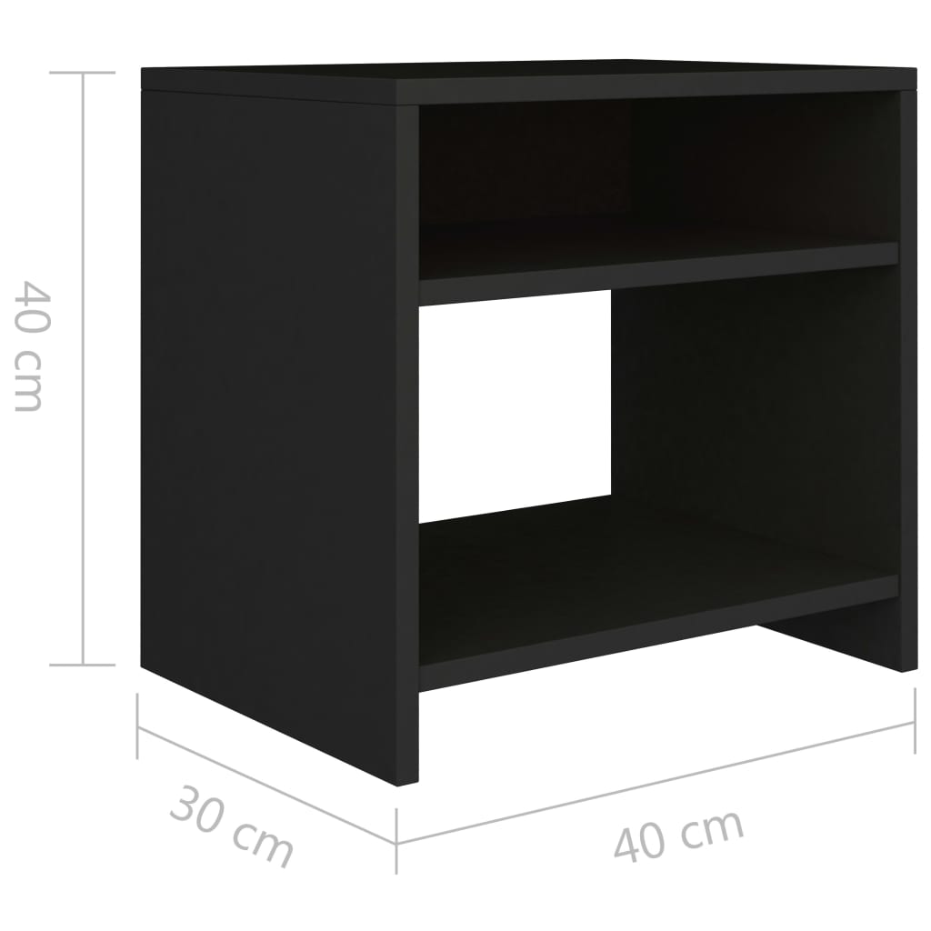 Noćni ormarić crni 40 x 30 x 40 cm od konstruiranog drva