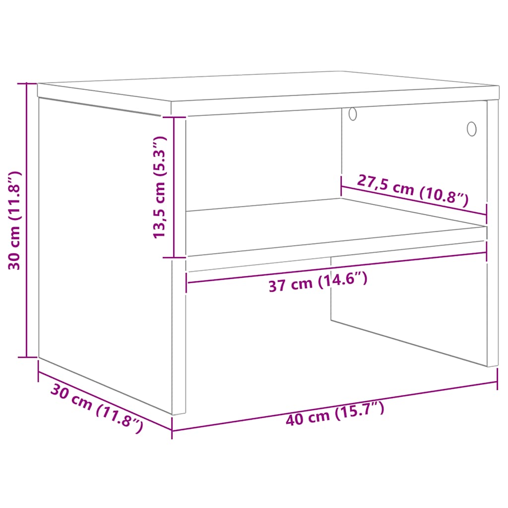 Noćni ormarić boja hrasta 40 x 30 x 30 cm konstruirano drvo