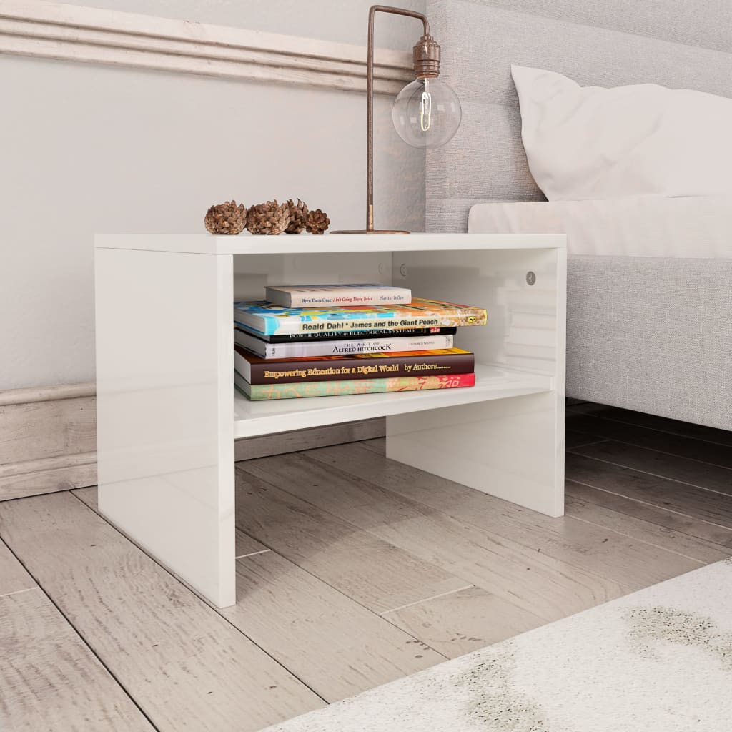 Noćni ormarić 2 kom sjajni bijeli 40x30x30 cm konstruirano drvo