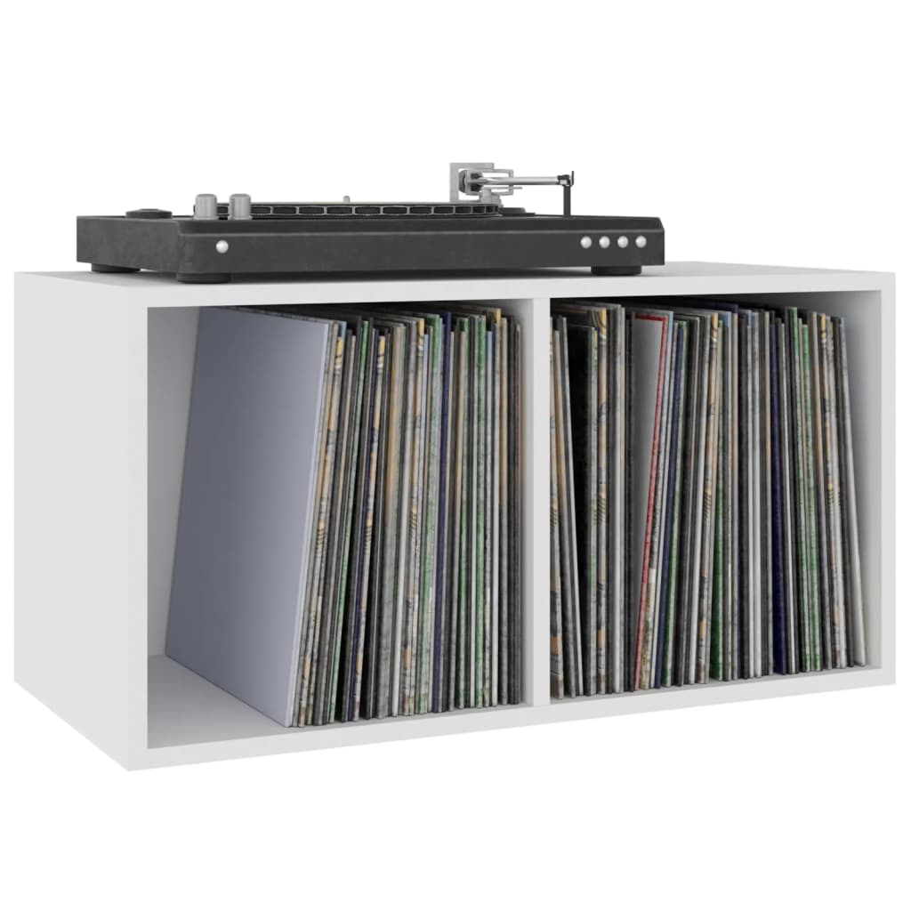 Kutija za pohranu vinilnih ploča bijela 71 x 34 x 36 cm drvena