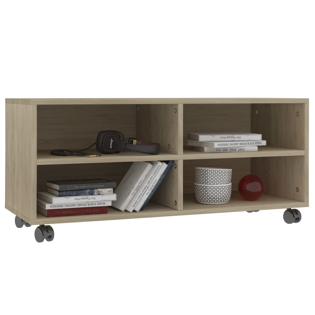 TV ormarić s kotačima boja hrasta 90x35x35 cm konstruirano drvo