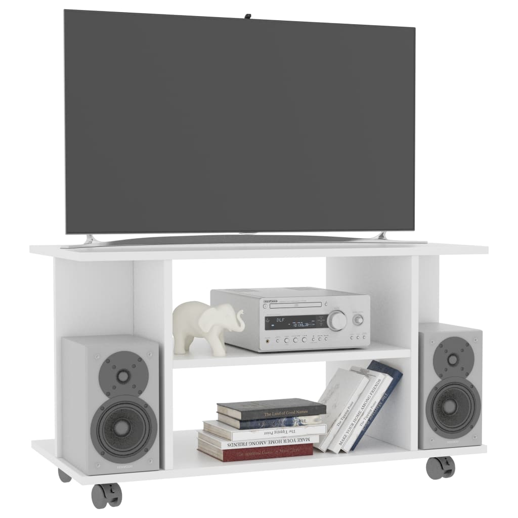 TV ormarić s kotačima bijeli 80 x 40 x 45 cm konstruirano drvo