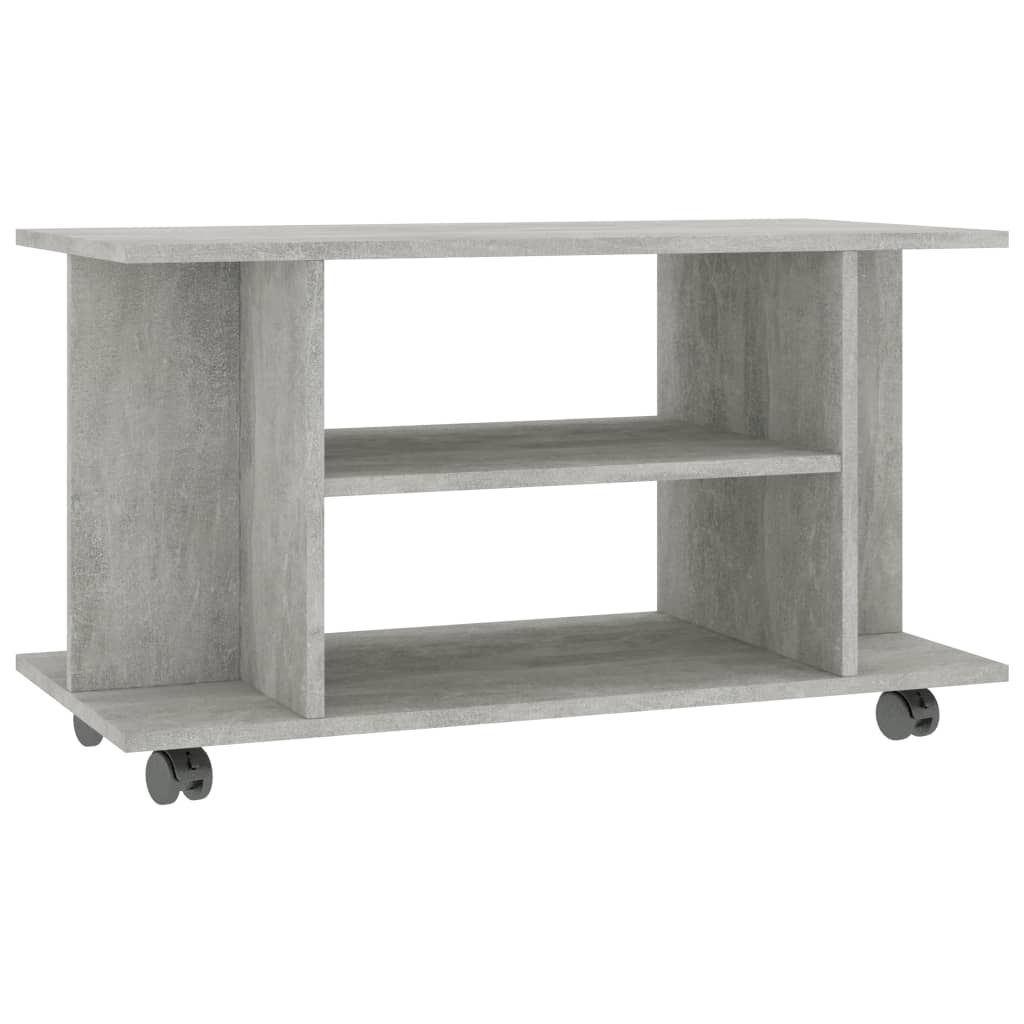 TV ormarić s kotačima boja betona 80x40x45 cm konstruirano drvo
