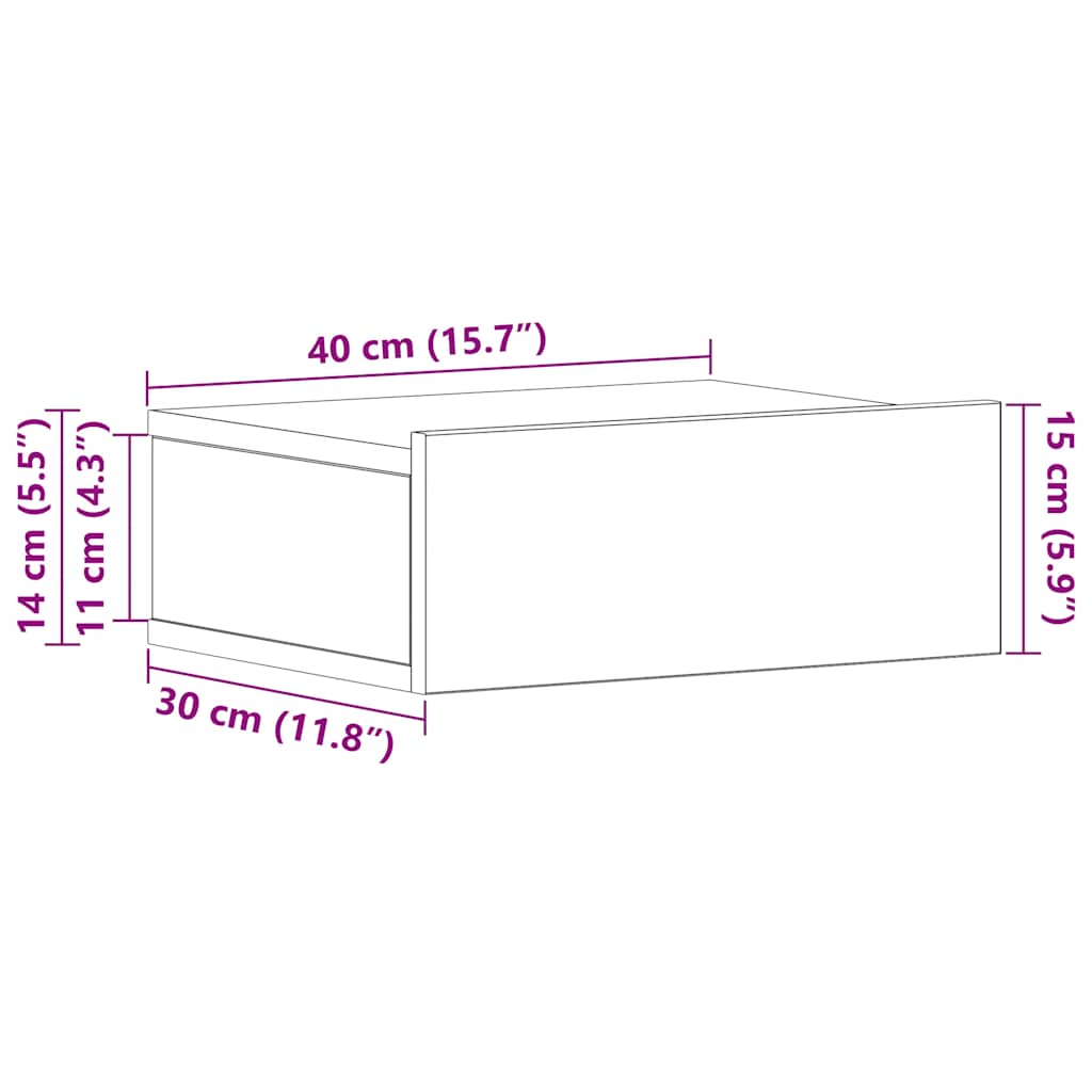 Viseći noćni ormarići 2 kom 40x30x15 cm konstruirano drvo