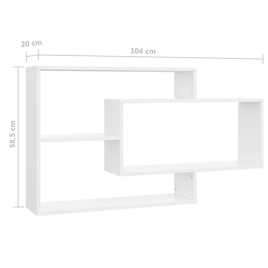 Zidne police bijele 104 x 20 x 58,5 cm konstruirano drvo