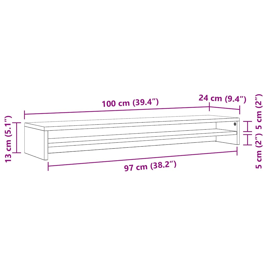 Stalak za monitor boja hrasta sonome 100 x 24 x 13 cm drvena